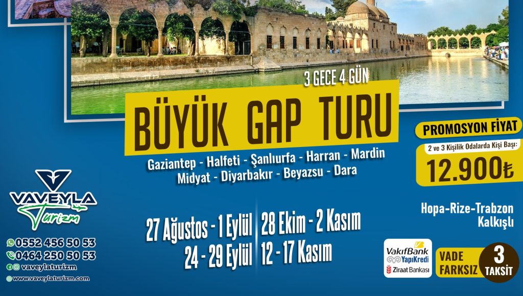 Rize Trabzon Çıkıslı Gap Turu