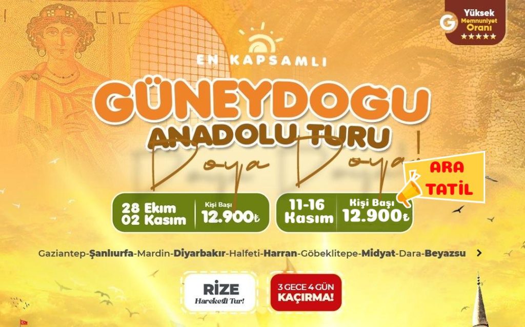 Rize Trabzon Çıkıslı Gap Turu